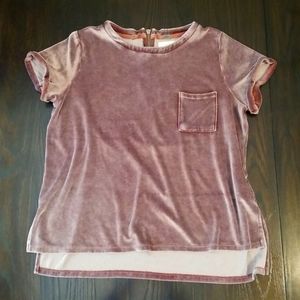 Cupio Velvet Short Sleeve Hi Low Top